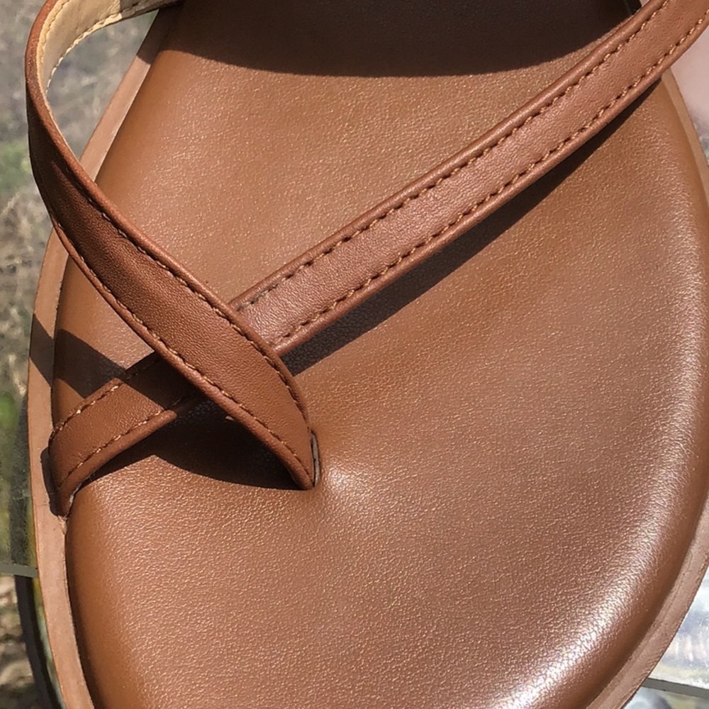 Michael By Micheal Kors Sidney Thong Flat Tan and Green MK Logo Women's Sandals - Picture 13 of 16